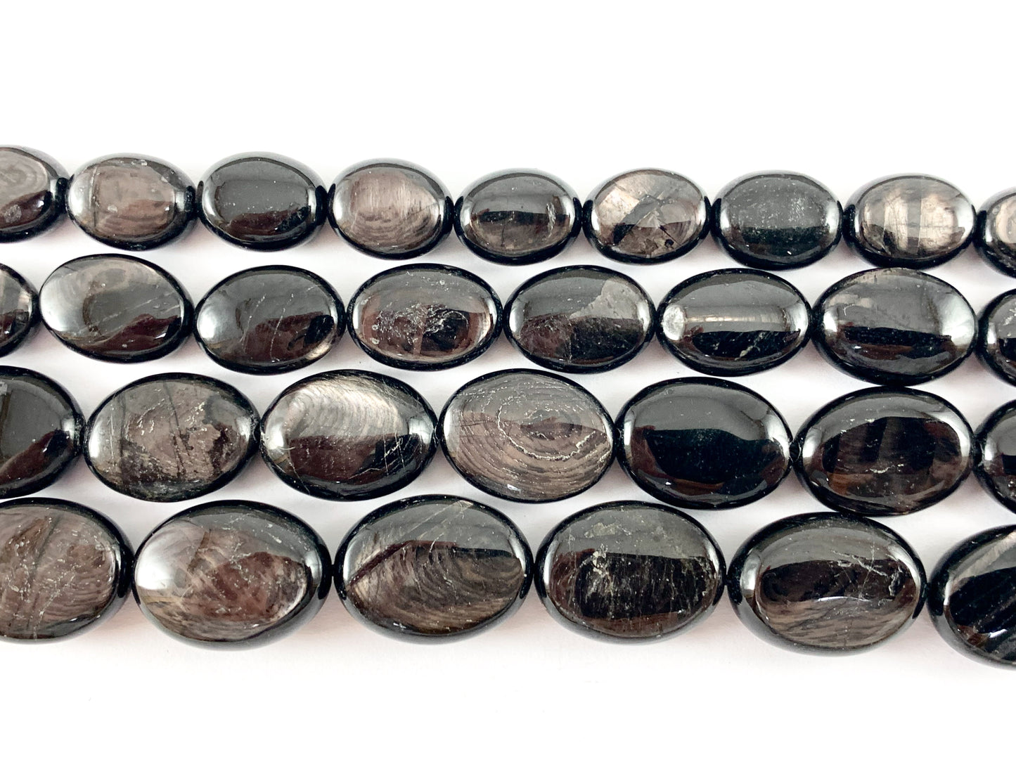 Natural Hypersthene Black Color Natural Stone in Oval Shape Around 15"