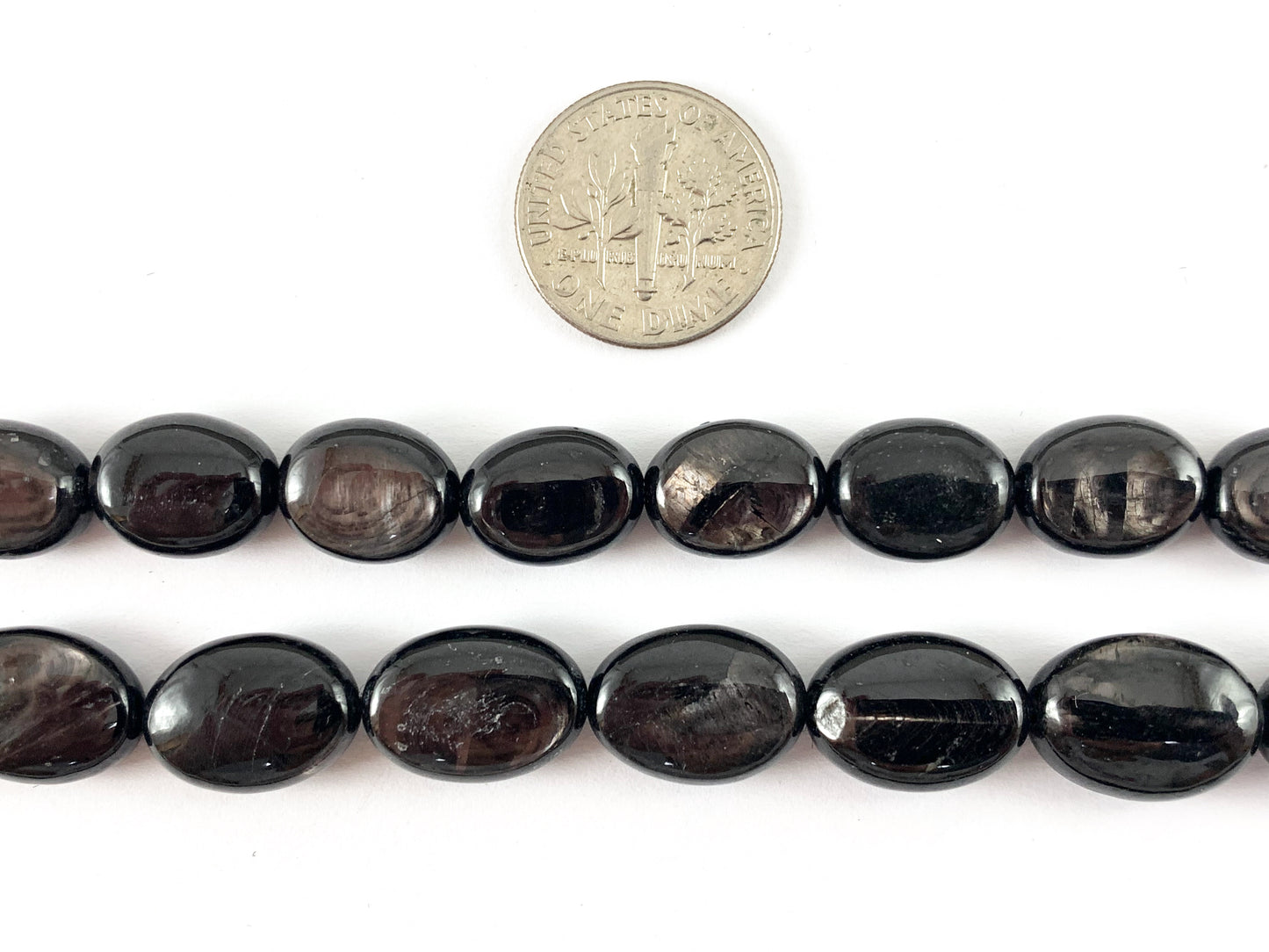 Natural Hypersthene Black Color Natural Stone in Oval Shape Around 15"