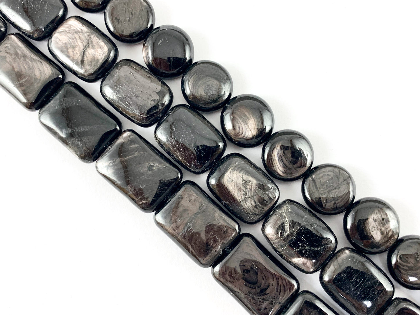 Natural Hypersthene Black Color Natural Stone in Coin And Rectangle Shape Around 15"