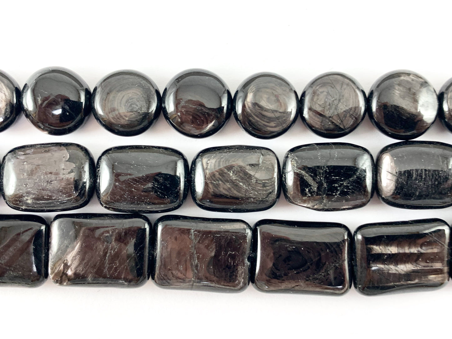 Natural Hypersthene Black Color Natural Stone in Coin And Rectangle Shape Around 15"