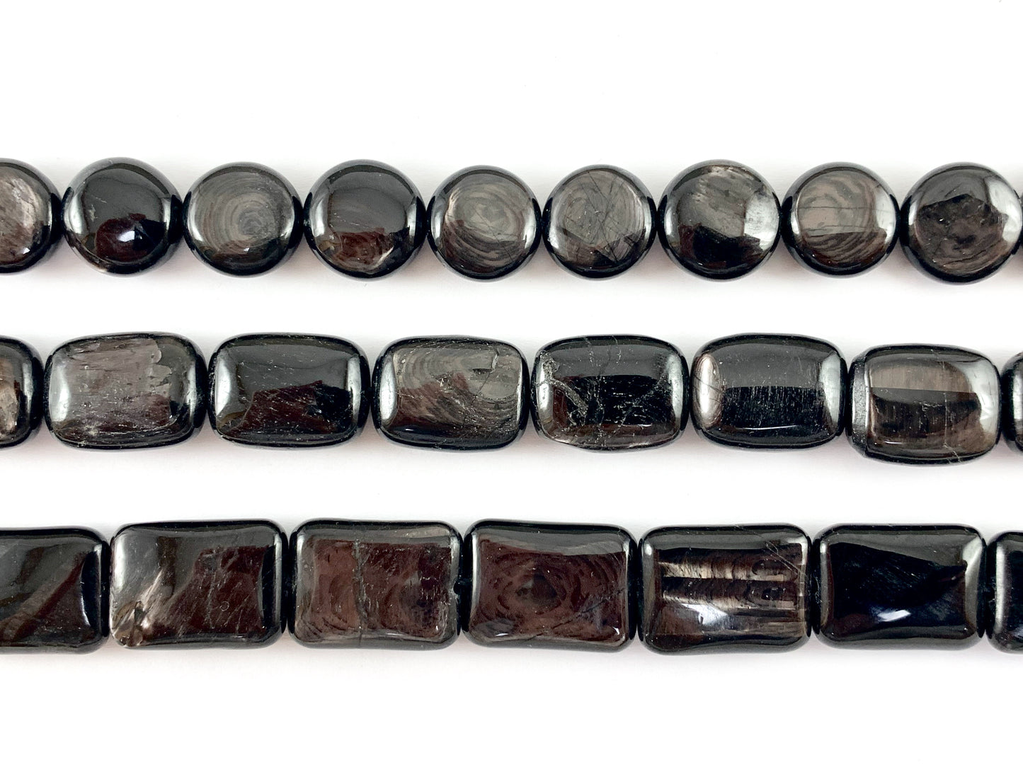 Natural Hypersthene Black Color Natural Stone in Coin And Rectangle Shape Around 15"