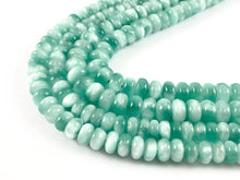 Load image into Gallery viewer, Grade AAA Green Angelite/ Green Moonstone/ Aqua Green Angelite Rondelle Smooth Shiny Natural Gemstone Beads 15&quot;-16&quot;
