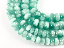 Load image into Gallery viewer, Grade AAA Green Angelite/ Green Moonstone/ Aqua Green Angelite Rondelle Smooth Shiny Natural Gemstone Beads 15&quot;-16&quot;
