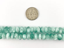 Load image into Gallery viewer, Grade AAA Green Angelite/ Green Moonstone/ Aqua Green Angelite Rondelle Smooth Shiny Natural Gemstone Beads 15&quot;-16&quot;
