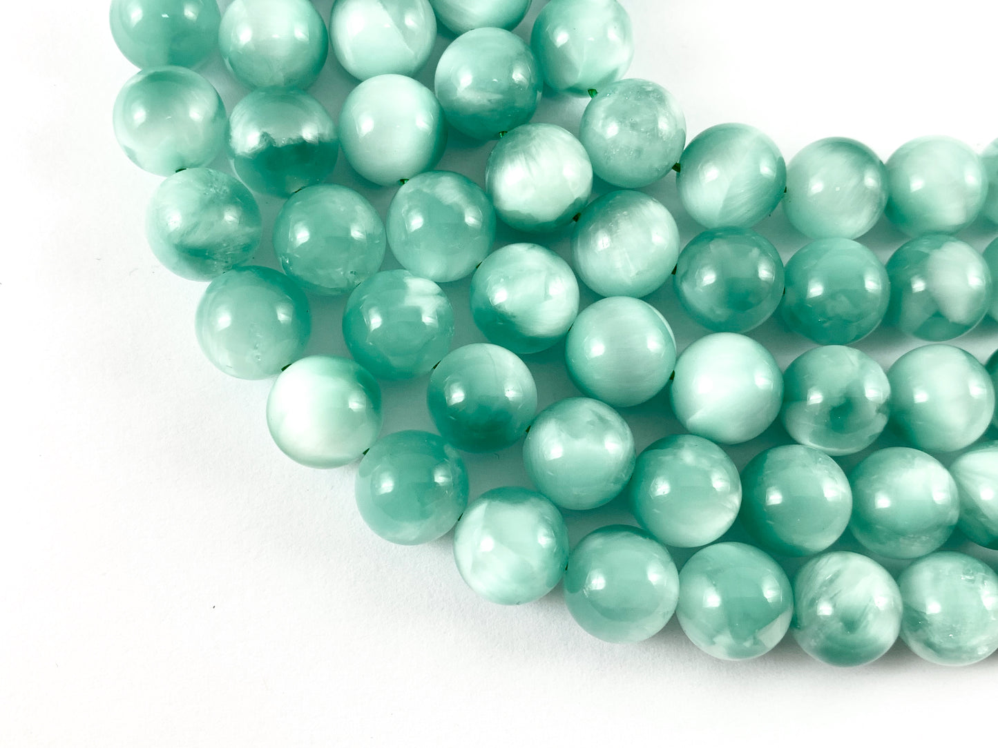 Grado AAA Angelita Verde / Piedra Lunar Verde / Angelita Verde Aqua Redondas Lisas Brillantes Cuentas de Piedras Preciosas Naturales 15"-16"