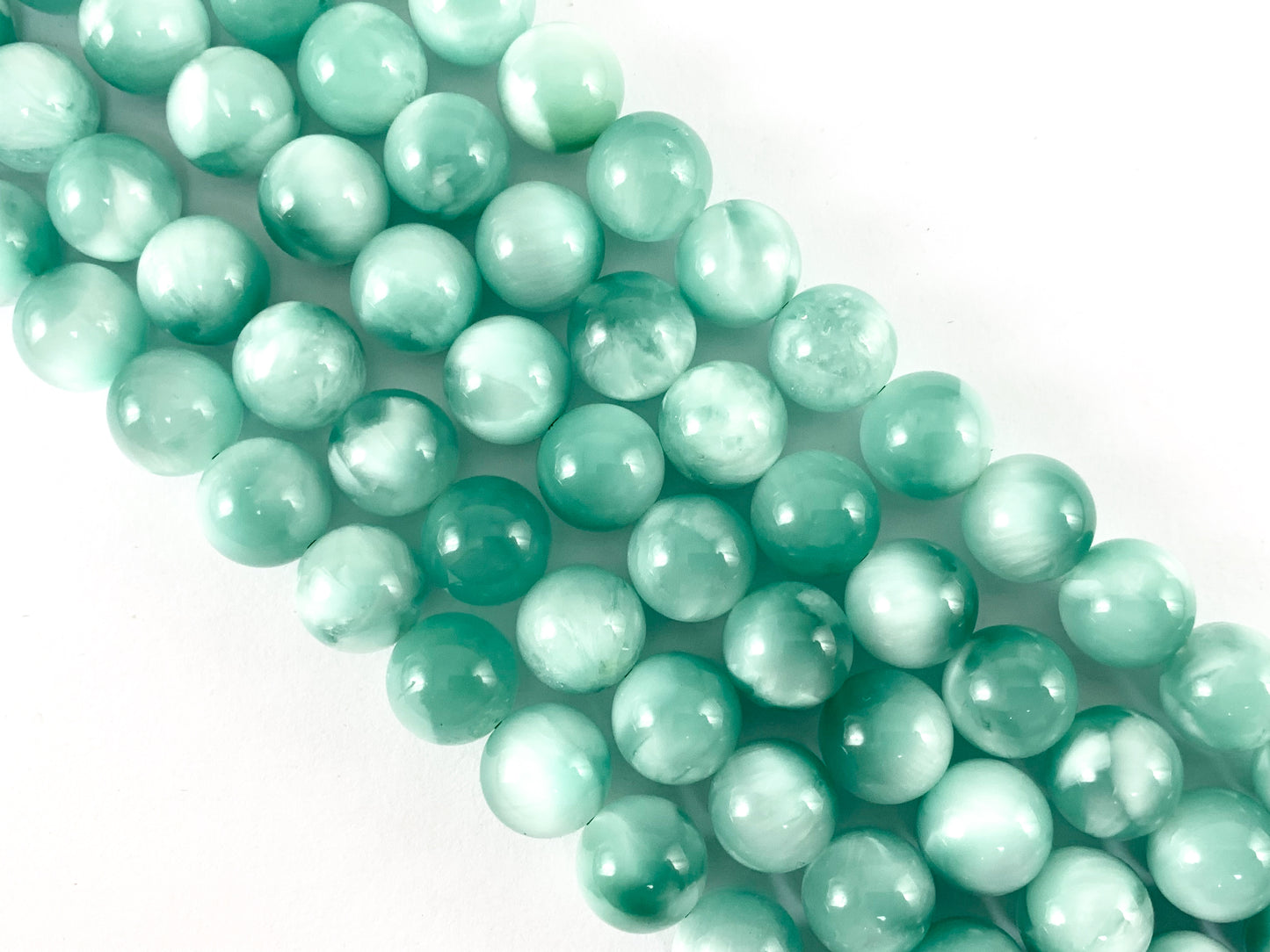 Grado AAA Angelita Verde / Piedra Lunar Verde / Angelita Verde Aqua Redondas Lisas Brillantes Cuentas de Piedras Preciosas Naturales 15"-16"