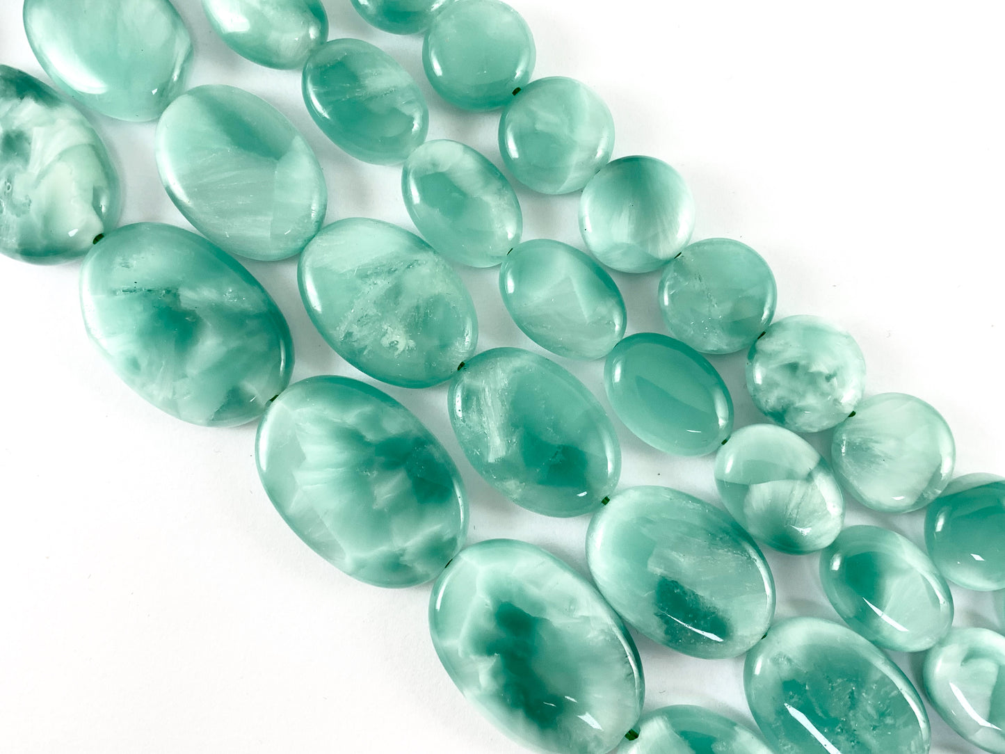 Natural Green Angelite/ Green Moonstone Pastel Green Color Natural Stone in Coin And Oval Shape Around 15"