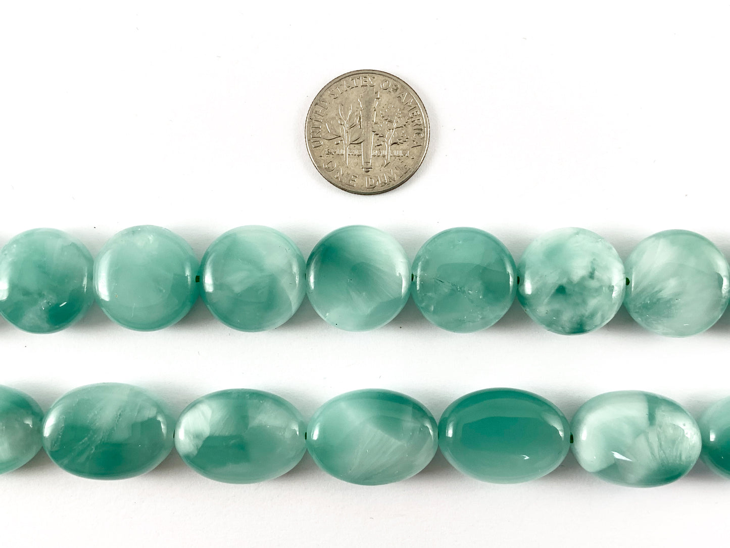 Natural Green Angelite/ Green Moonstone Pastel Green Color Natural Stone in Coin And Oval Shape Around 15"