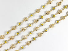 Load image into Gallery viewer, 18K Gold Plated Enamel Plated Copper White Daisy Flower with Butterfly Chain 1 Spool
