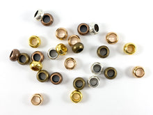 Load image into Gallery viewer, Pewter Base Metal Shiny Smooth Rondelle Large Hole Spacer Beads Rosy Gold, Gold, Silver, Bronze, Copper 125 Grams Bag
