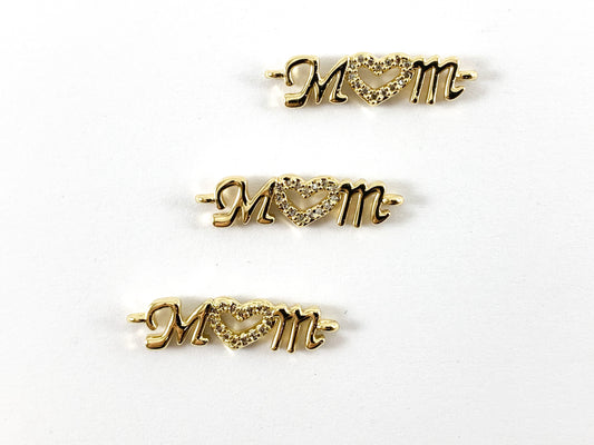 Real Gold 18K Plated Micro CZ Mother's Day Bar Pave Charm/Connector Over Copper 5PCS