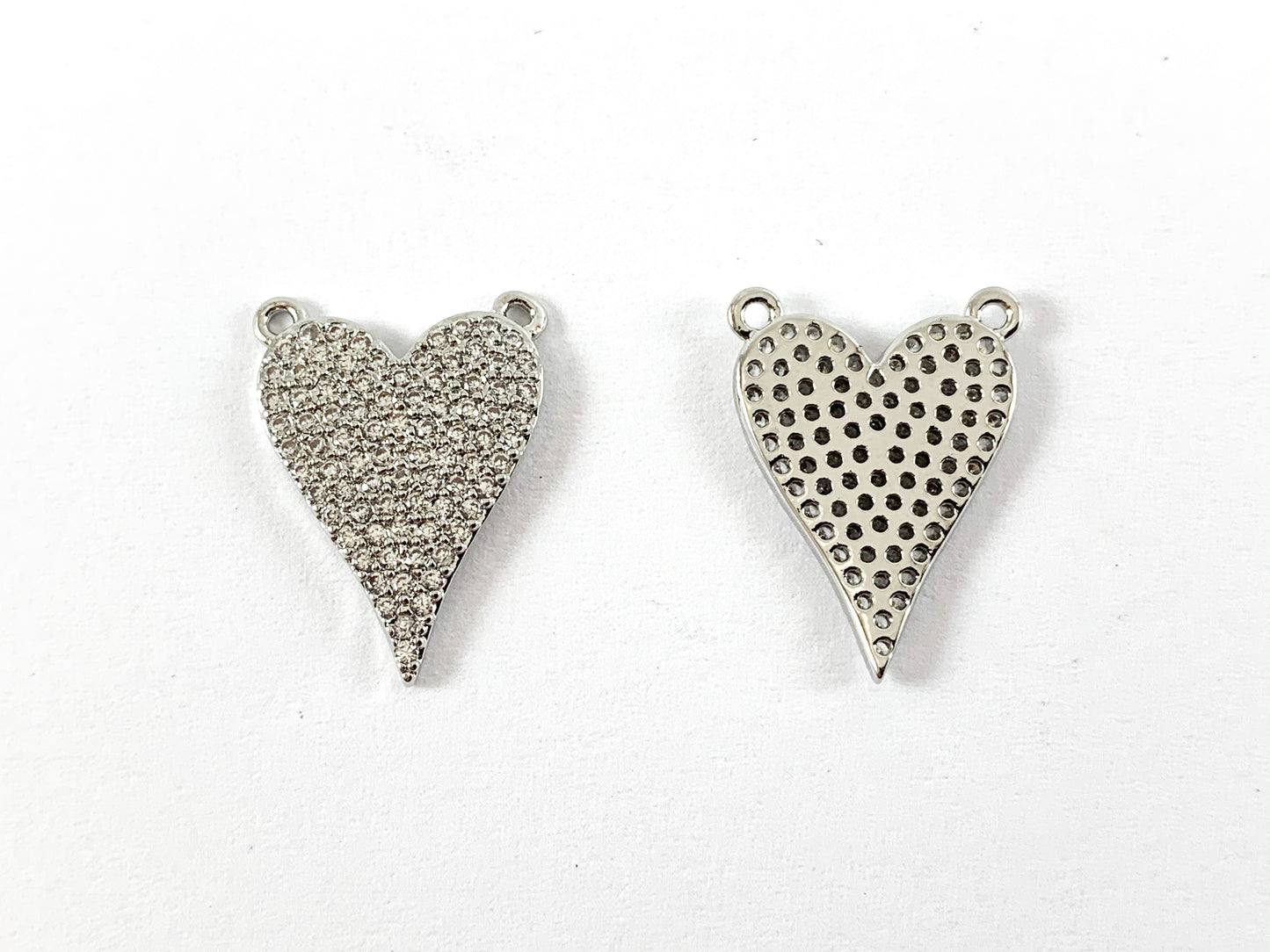 Real Gold 18K Plated Micro CZ Heart Pave Charm Over Copper 5PCS