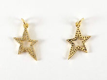 Load image into Gallery viewer, Real Gold 18K Plated Micro CZ  Pave Irregular Star Charm Over Brass 10PCS
