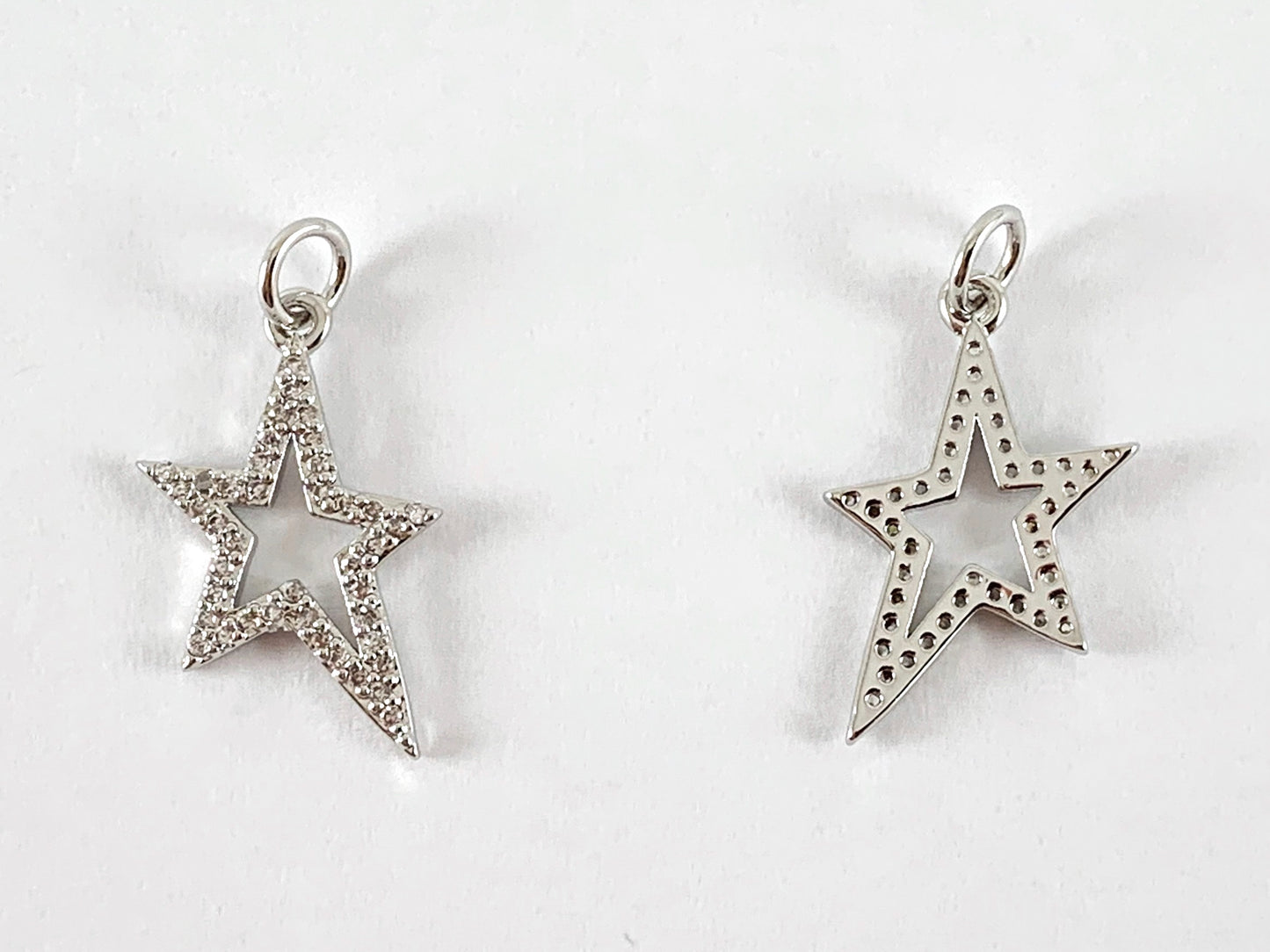 Real Gold 18K Plated Micro CZ  Pave Irregular Star Charm Over Brass 10PCS