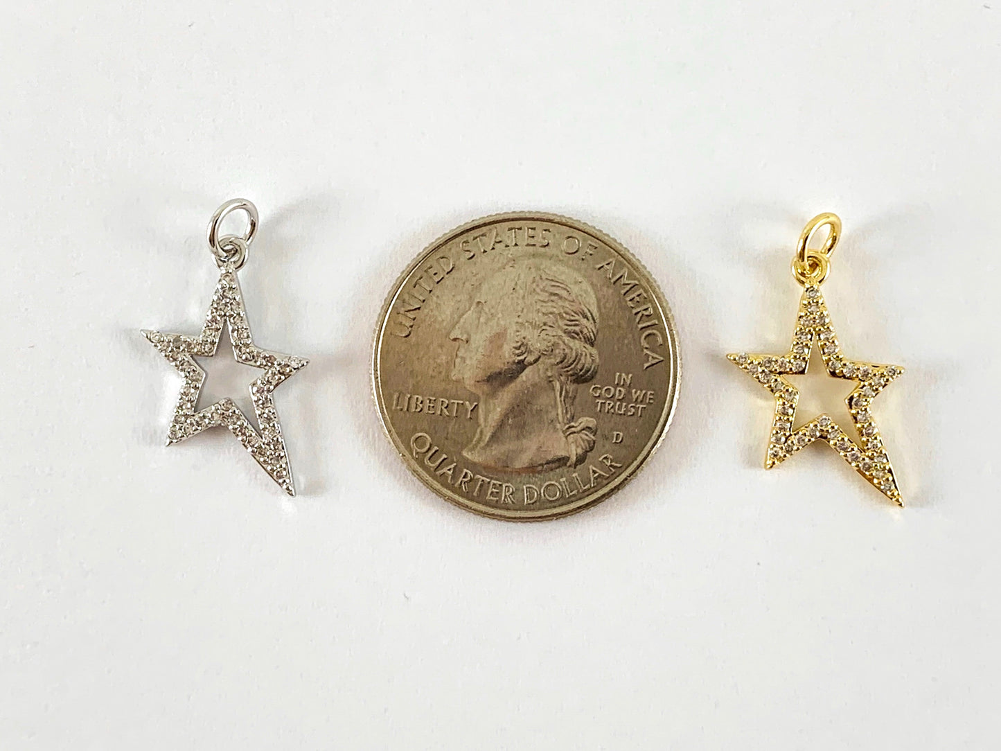 Real Gold 18K Plated Micro CZ  Pave Irregular Star Charm Over Brass 10PCS