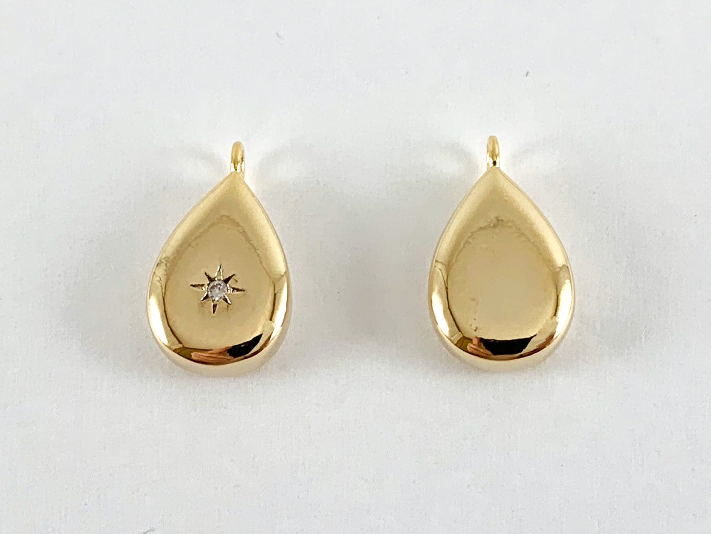 Real Gold 18K Plated Micro CZ  Pave Teardrop Charm Over Brass 8PCS