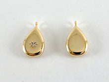 Load image into Gallery viewer, Real Gold 18K Plated Micro CZ  Pave Teardrop Charm Over Brass 8PCS
