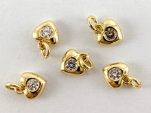 Load image into Gallery viewer, Real 18K Gold Plated Hearts Charms Over Brass 10PCS
