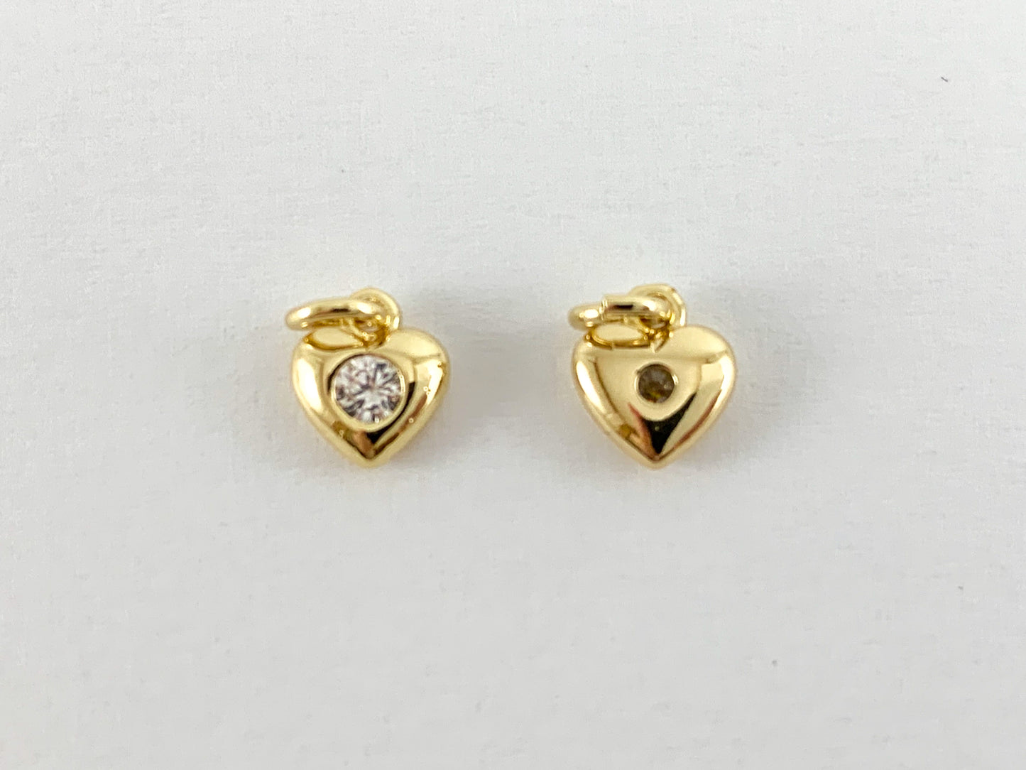 Real 18K Gold Plated Hearts Charms Over Brass 10PCS