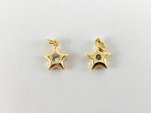 Cargar imagen en el visor de la galería, Real 18K chapado en oro Micro CZ Star Pave Charm sobre latón 10PCS
