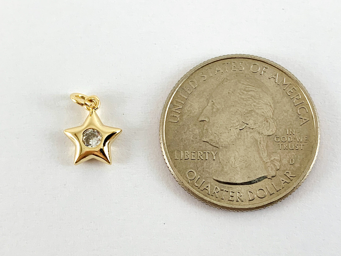 Real 18K Gold Plated Micro CZ Star Pave Charm Over Brass 10PCS