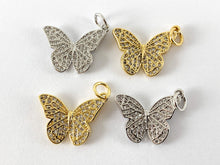 Load image into Gallery viewer, Real Gold 18K Plated CZ Pave Butterfly Charms Over Brass 4PCS
