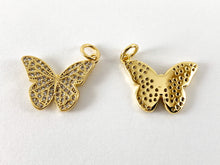 Load image into Gallery viewer, Real Gold 18K Plated CZ Pave Butterfly Charms Over Brass 4PCS
