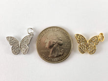 Load image into Gallery viewer, Real Gold 18K Plated CZ Pave Butterfly Charms Over Brass 4PCS
