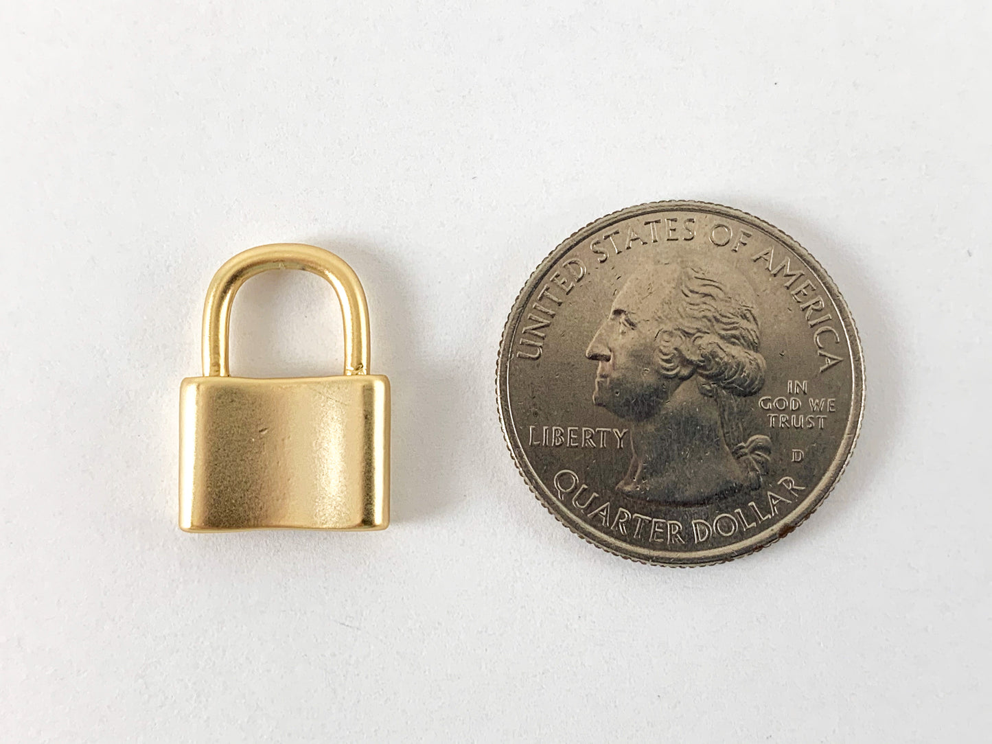 Real Gold 18K Plated Matte Lock Charms Over Brass 6PCS