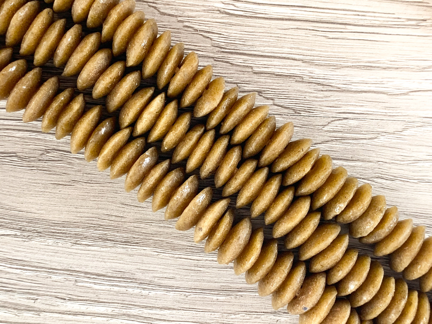 Handmade Tan Sea Glass Power Saucer Rondelle Beads From Ghana Africa