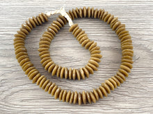 Load image into Gallery viewer, Handmade Tan Sea Glass Power Saucer Rondelle Beads From Ghana Africa
