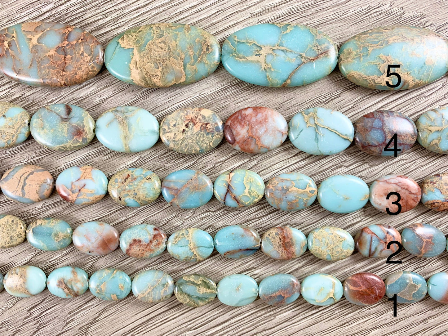 Aqua Terra Jasper Oval Flat Gemstone Beads