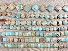 Load image into Gallery viewer, Aqua Terra Jasper Square Coin Diamond Flat Gemstone Beads
