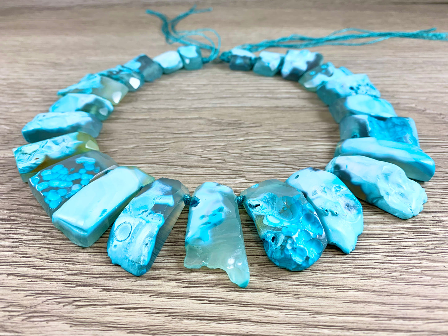 Agate Top Drilled Trapezoid Strand