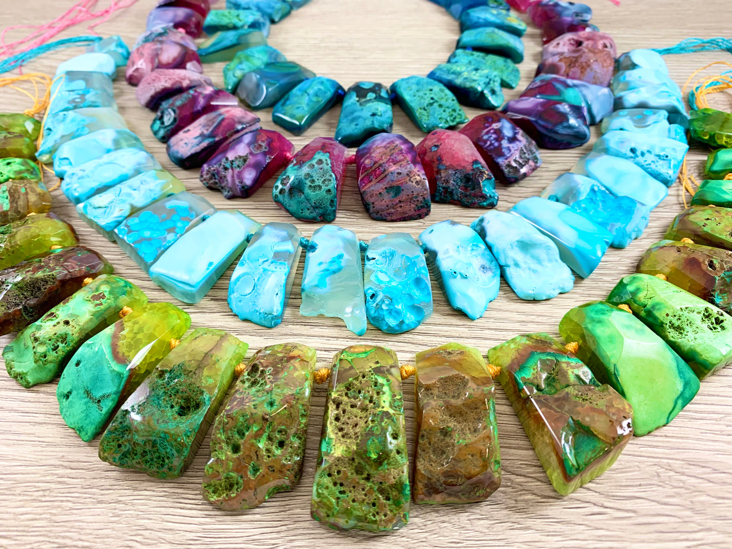 Agate Top Drilled Trapezoid Strand