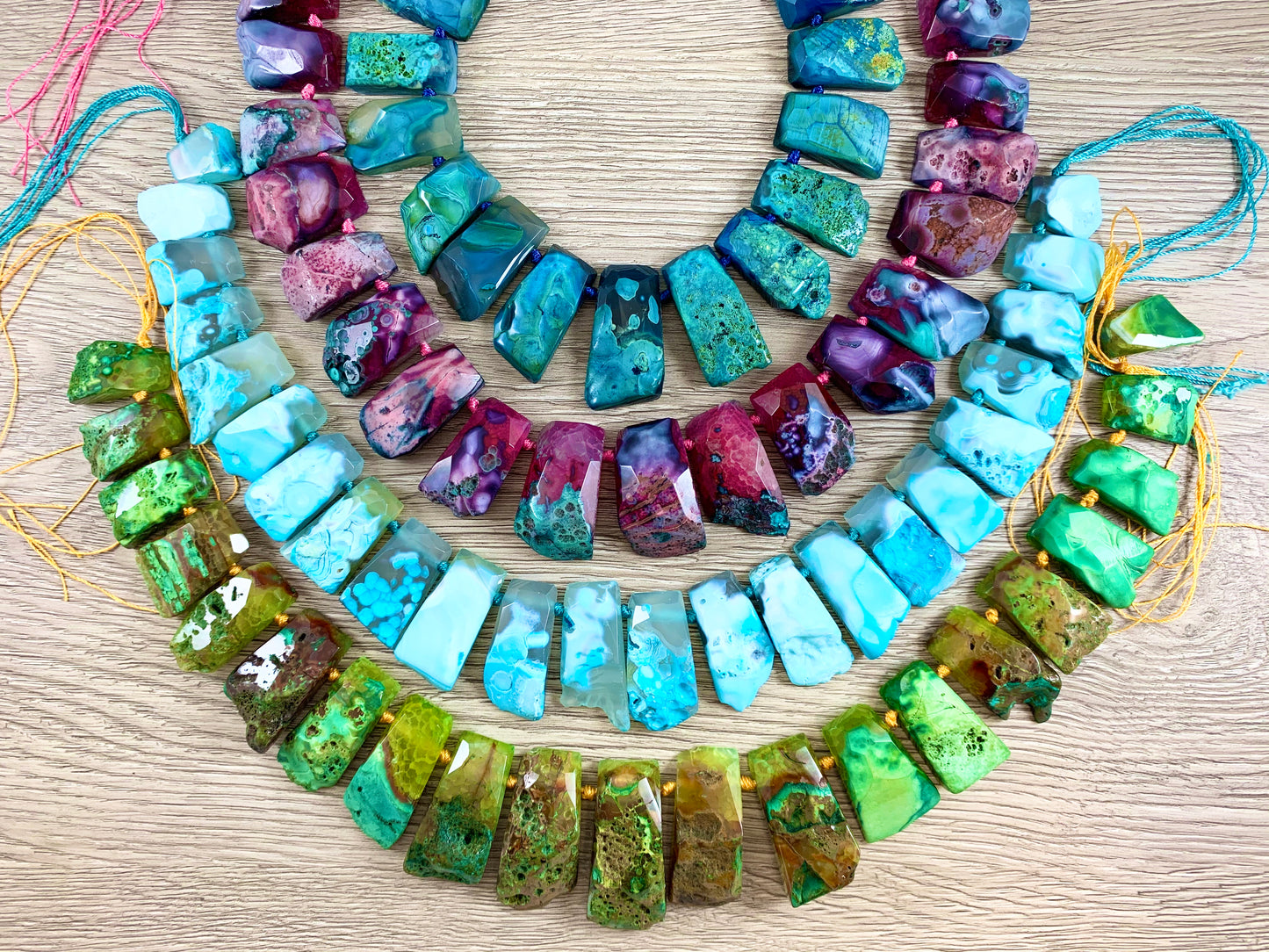 Agate Top Drilled Trapezoid Strand