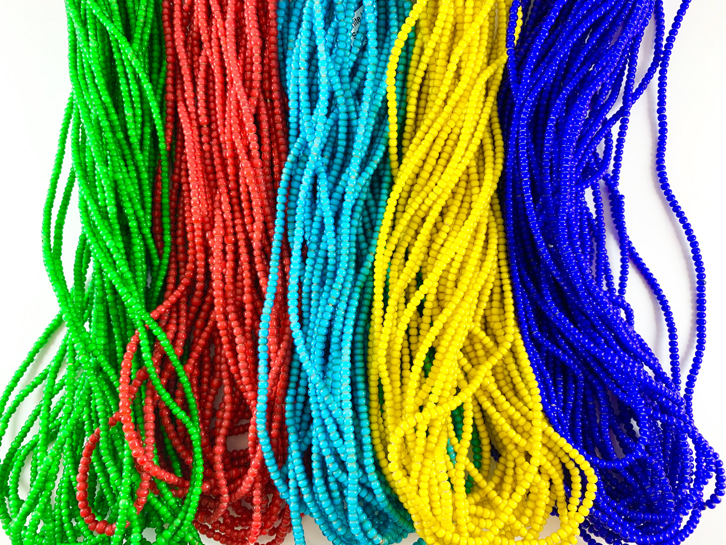 Ghana White Heart Glass Beads From Africa - 1 strand