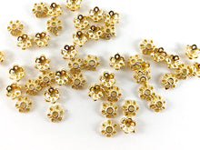 Load image into Gallery viewer, 18K Gold Plated Flower Bead Caps 6mm 50PCS
