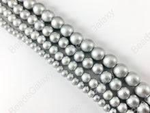 Load image into Gallery viewer, Silver Coated Wood Beads Round Smooth Natural Beads 15&quot;-16&quot;
