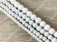 Load image into Gallery viewer, White Coated Wood Beads Round Smooth Natural Beads 15&quot;-16&quot;
