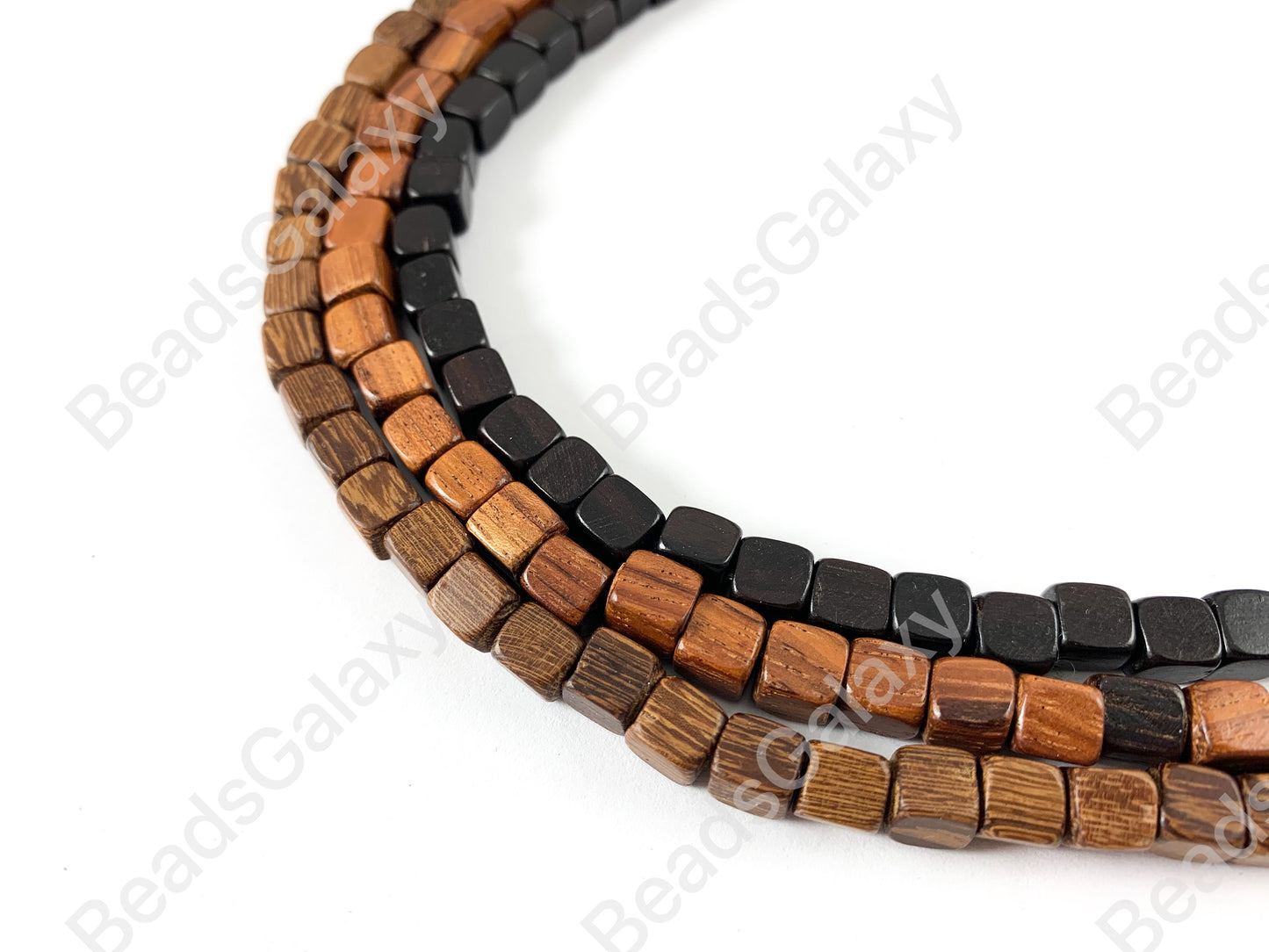 Wood Beads Cube Square Smooth Natural Beads 15"-16"