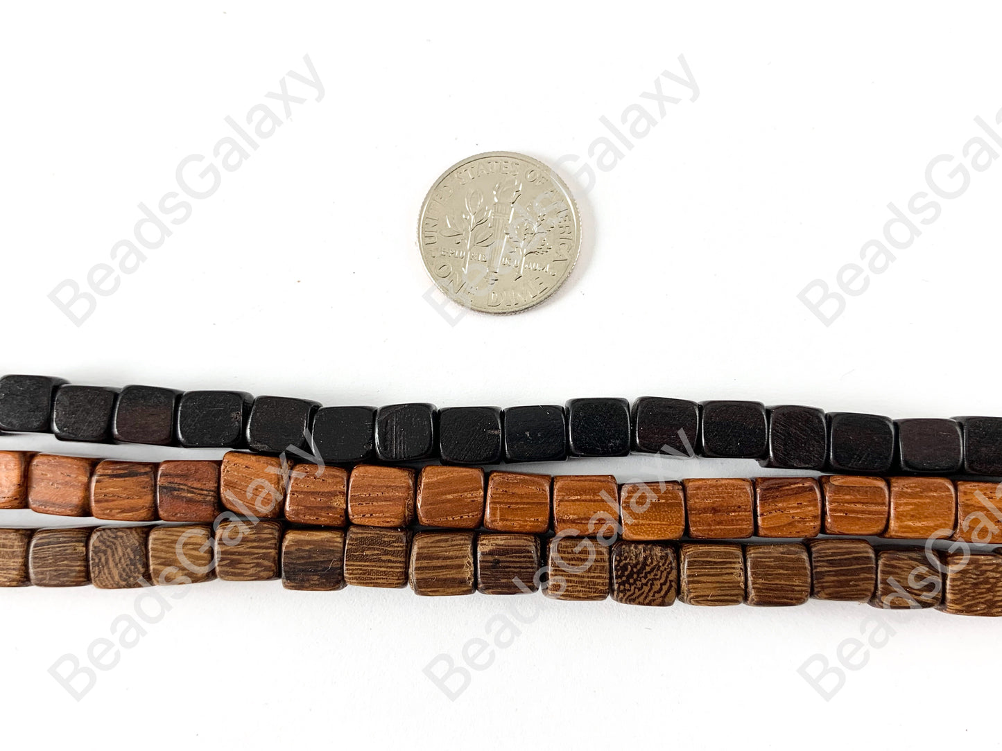 Wood Beads Cube Square Smooth Natural Beads 15"-16"