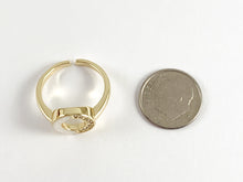 Cargar imagen en el visor de la galería, Anillo circular de concha de abulón, anillo frontal abierto ajustable de concha blanca rosa en cobre chapado en oro real de 18 quilates, 5 piezas
