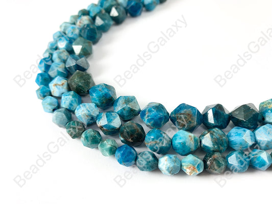 Handcut Apatite Starcut Faceted Natural Gemstone Beads Around 15" 8mm 10mm 12mm