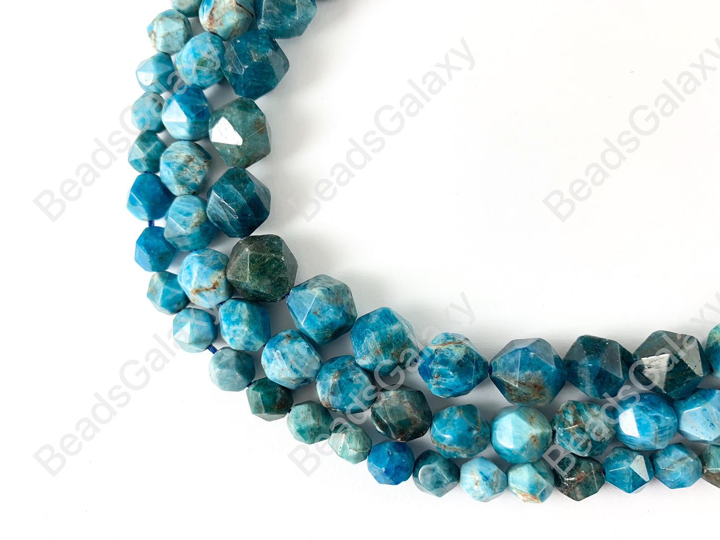 Handcut Apatite Starcut Faceted Natural Gemstone Beads Around 15" 8mm 10mm 12mm