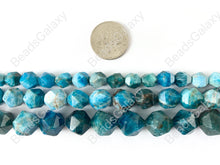 Load image into Gallery viewer, Handcut Apatite Starcut Faceted Natural Gemstone Beads Around 15&quot; 8mm 10mm 12mm
