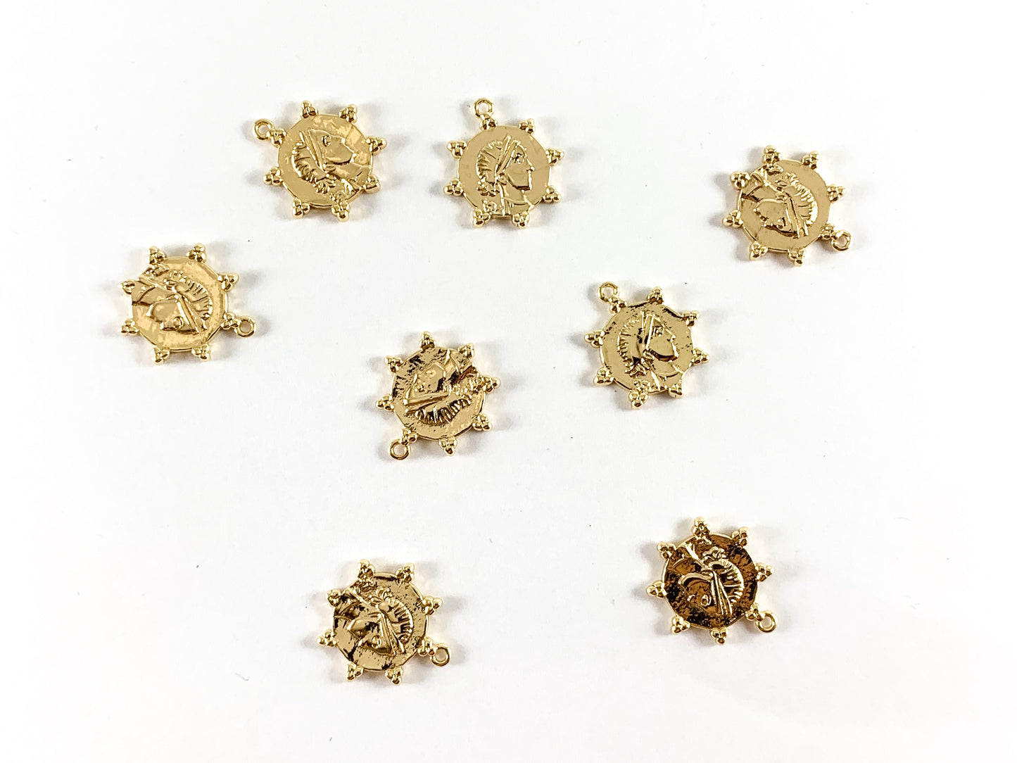 Real Gold 18K Plated Greek Goddess Artemis Charm Over Brass 10pcs