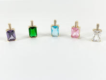 Load image into Gallery viewer, 18K Gold Plated CZ Pave Purple Green Clear Pink Blue Rectangle Mini Tiny Baguette Rhinestone Charms Over Copper 6pcs
