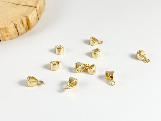 Bails for Pendants in 18K Gold plated Copper in Open Loop 10pcs