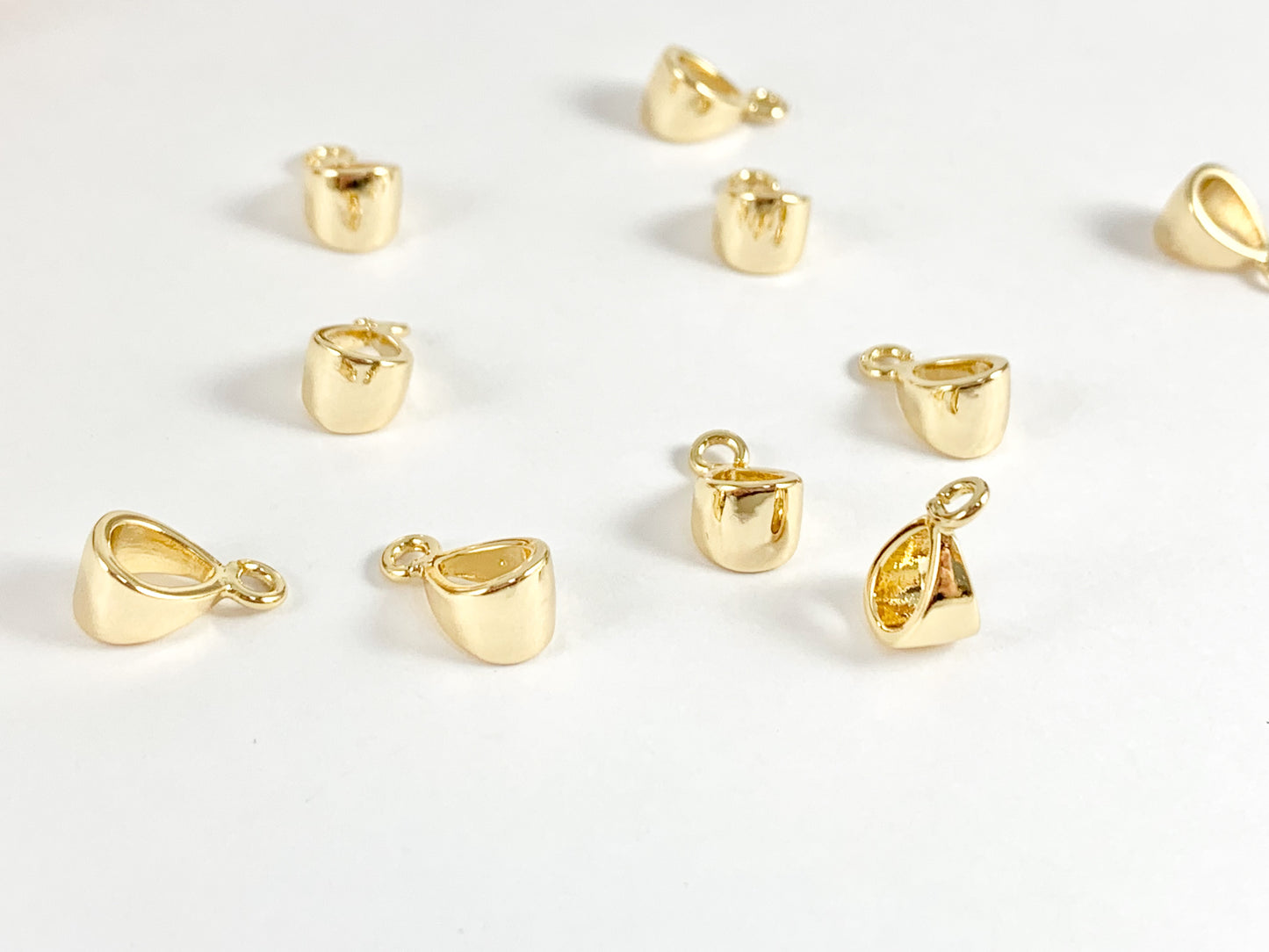 Bails for Pendants in 18K Gold plated Copper in Open Loop 10pcs